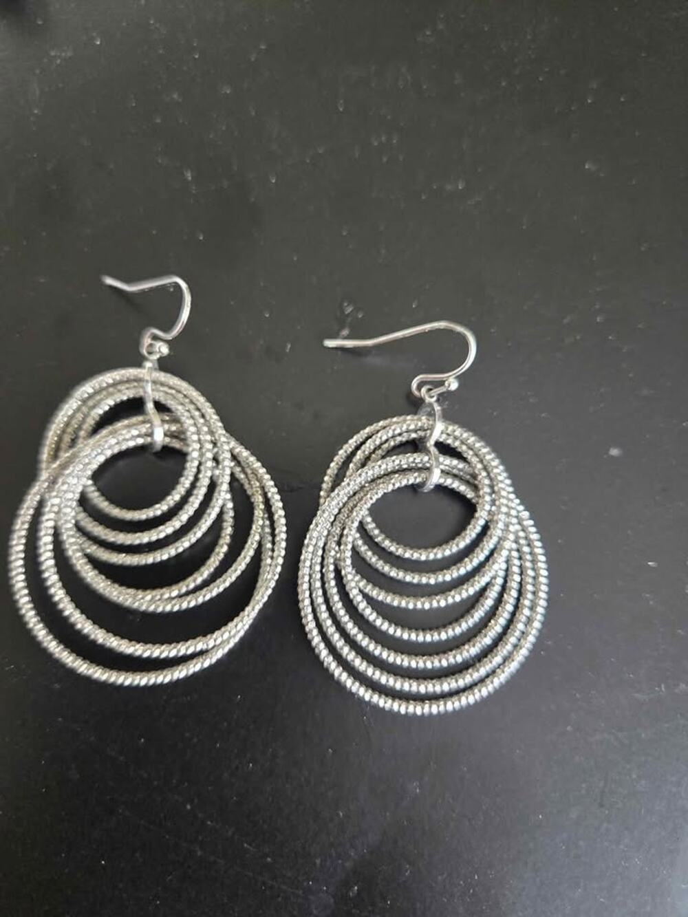 dangle lever back Circle earrings silver color